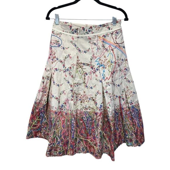 Ariella Boho Floral Embroidered Cotton Skirt High Waisted A line Size S - Picture 11 of 16